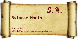 Svimmer Mária névjegykártya
